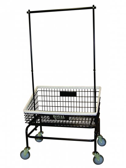 Wire Laundry Cart Tapered Front & Hanger Bar - Click Image to Close