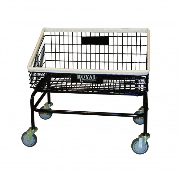 Wire Laundry Cart w/ Tapered Front No Hanger - Click Image to Close
