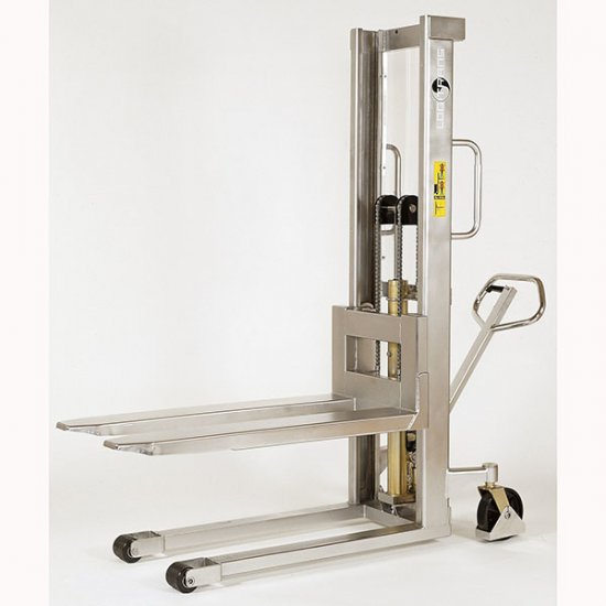 Manual Stainless Straddle Stacker 96" Lift - Click Image to Close