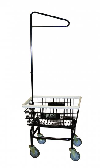 Small Wire Laundry Cart w/ Single Hanger Bar - Click Image to Close